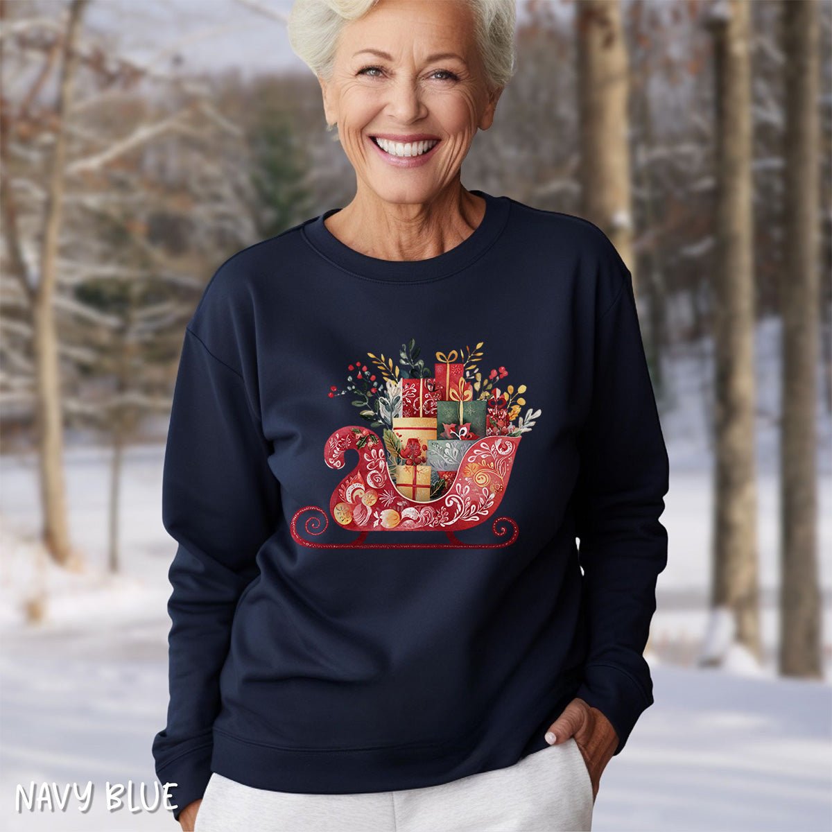 Folk Art Christmas Sleigh Sweatshirt