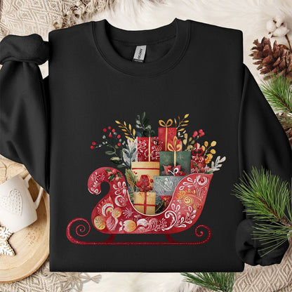 Folk Art Christmas Sleigh Sweatshirt