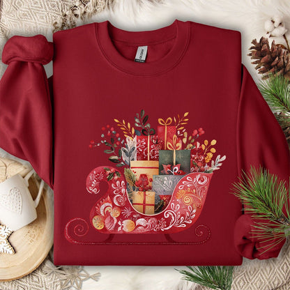 Folk Art Christmas Sleigh Sweatshirt