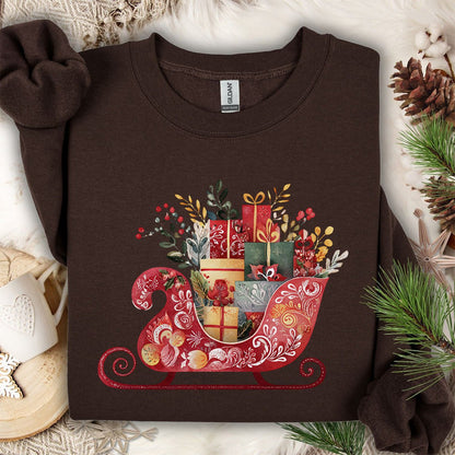 Folk Art Christmas Sleigh Sweatshirt