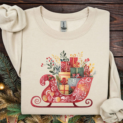 Folk Art Christmas Sleigh Sweatshirt