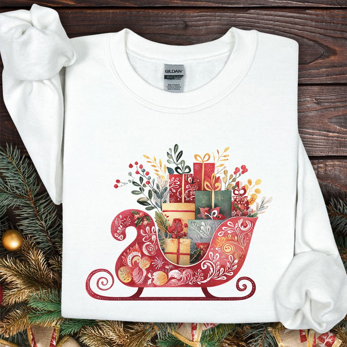Folk Art Christmas Sleigh Sweatshirt