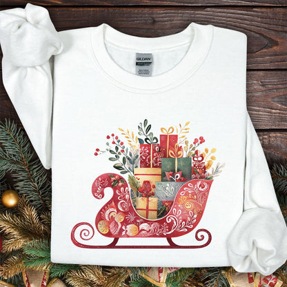 Folk Art Christmas Sleigh Sweatshirt