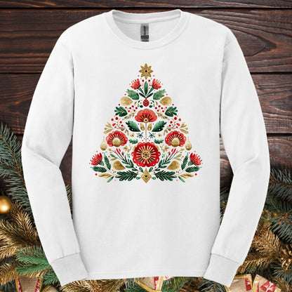 Folk Art Christmas Tree Long Sleeve Tee