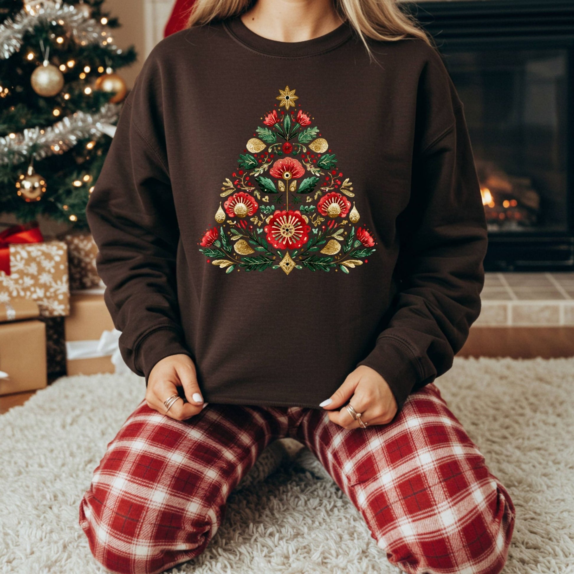Folk Art Christmas Tree Sweatshirt