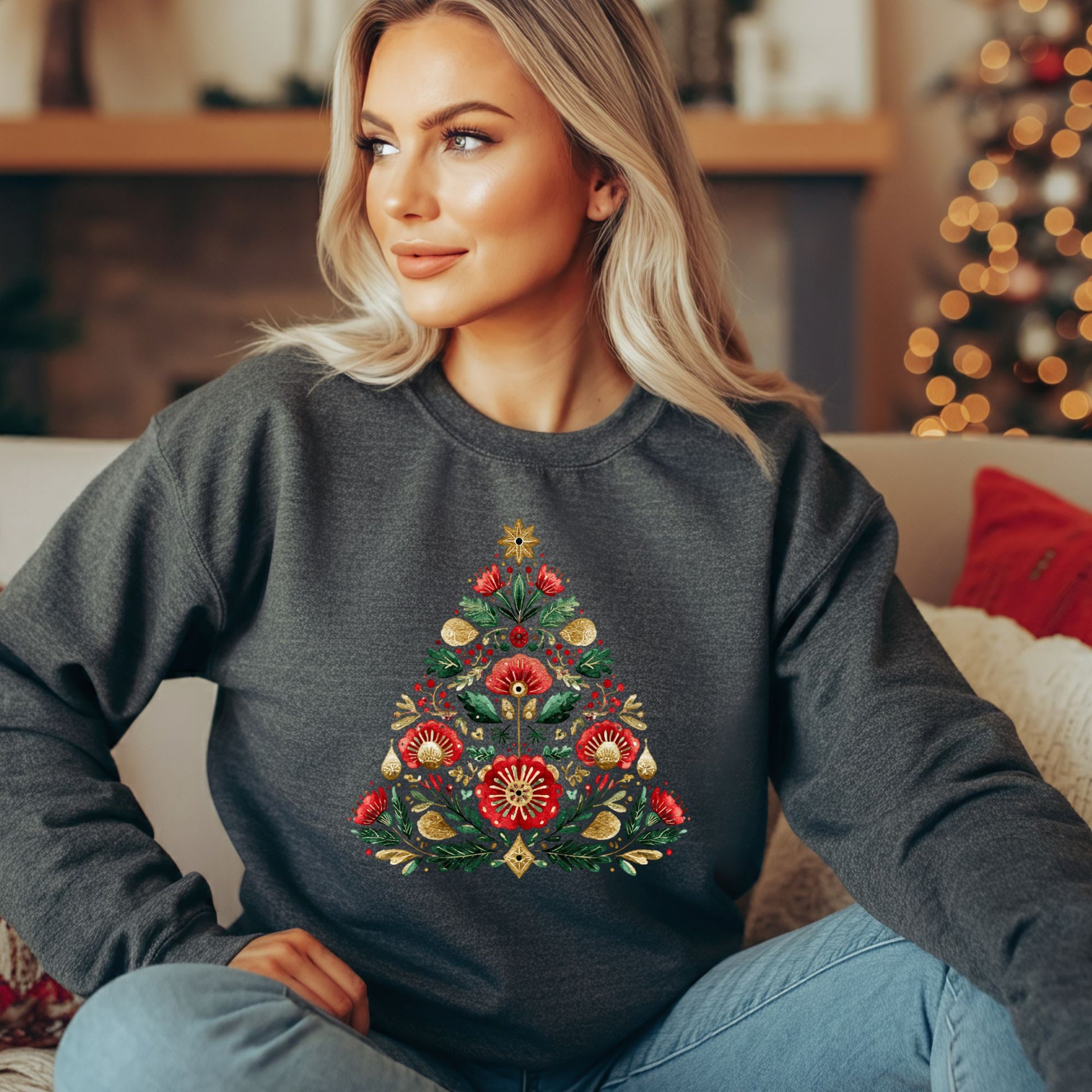 Folk Art Christmas Tree Sweatshirt