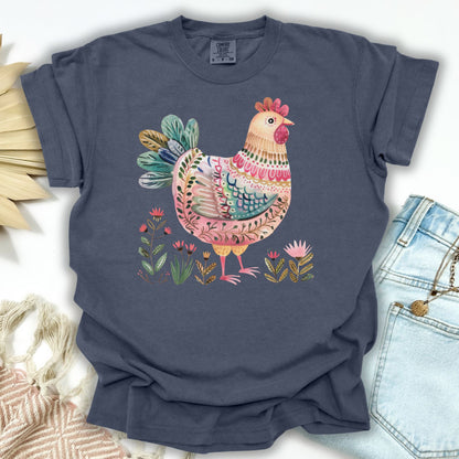 Folk Art Colorful Chicken T-Shirt