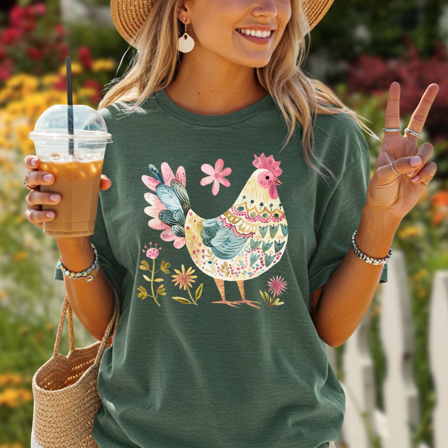 Folk Art Colorful Rooster T-Shirt