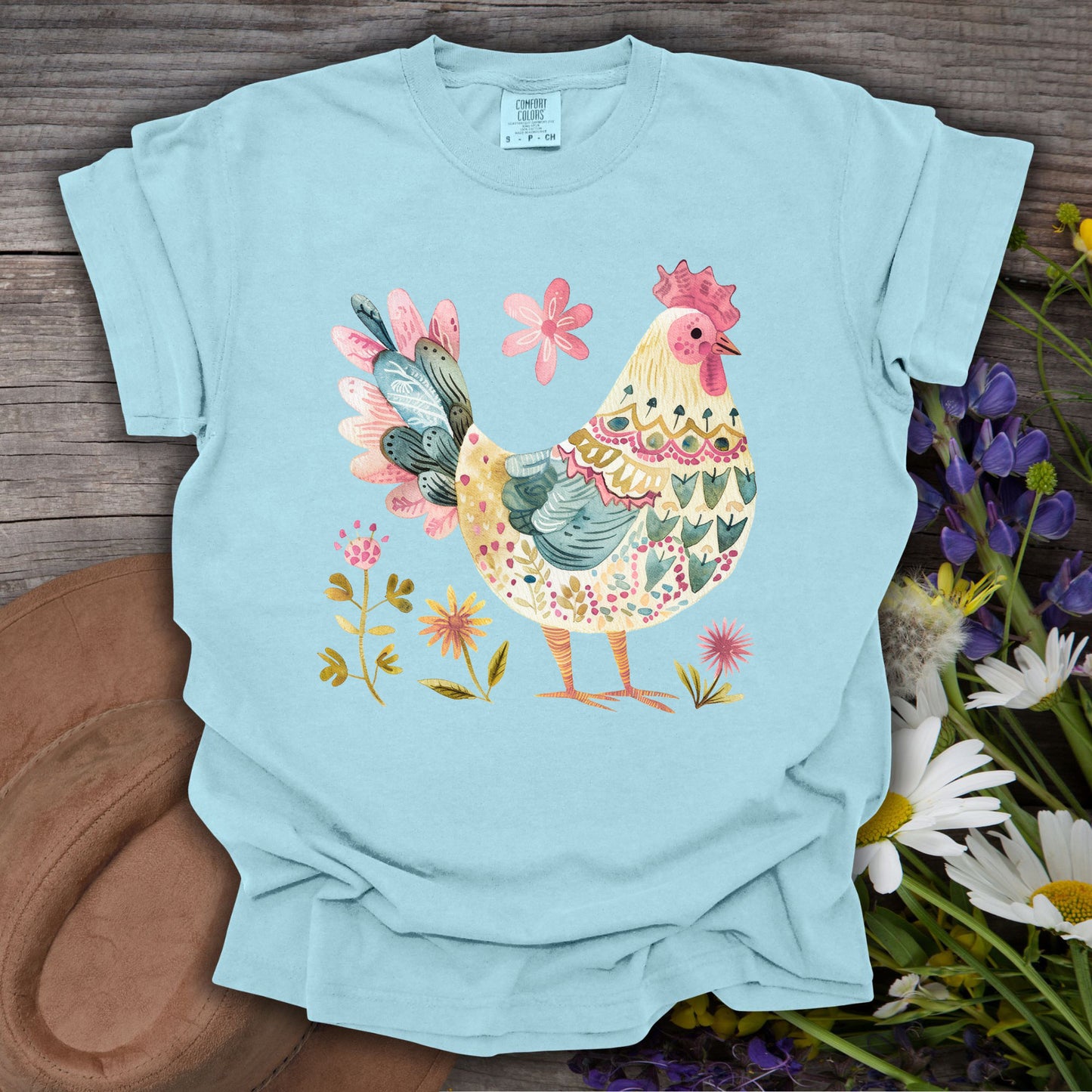 Folk Art Colorful Rooster T-Shirt