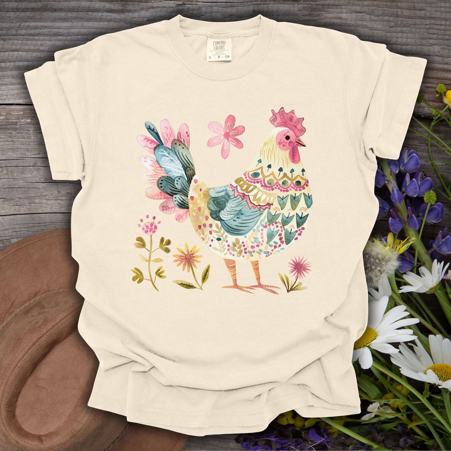 Folk Art Colorful Rooster T-Shirt