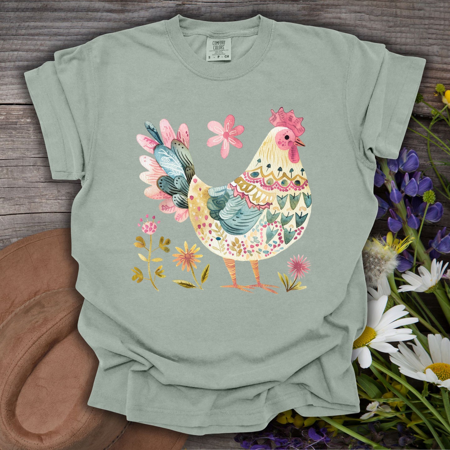 Folk Art Colorful Rooster T-Shirt