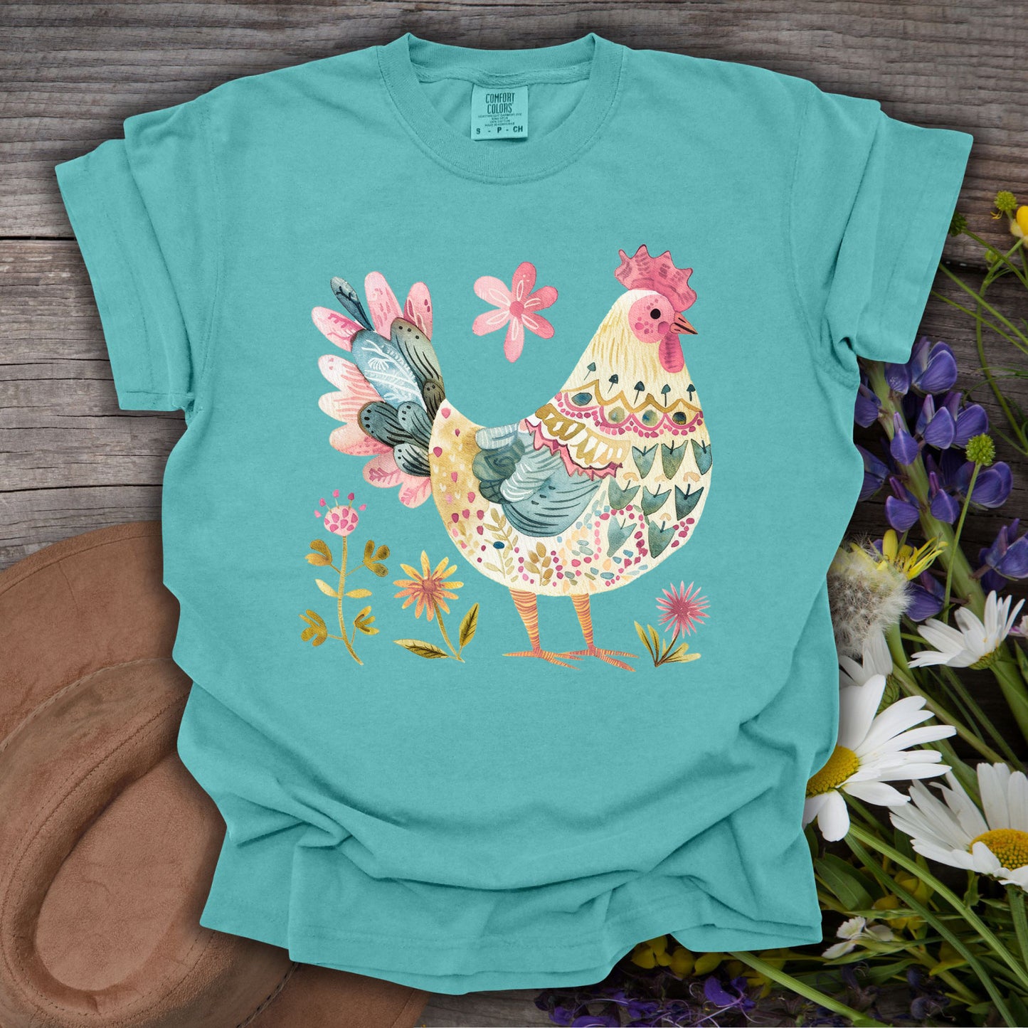 Folk Art Colorful Rooster T-Shirt