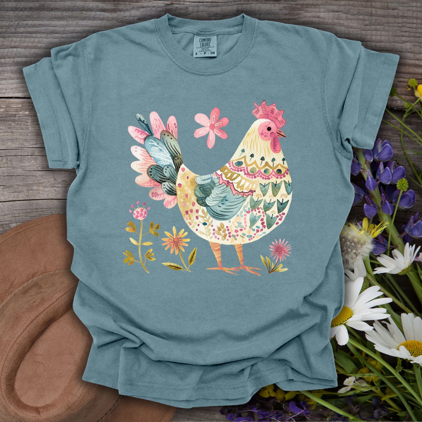 Folk Art Colorful Rooster T-Shirt