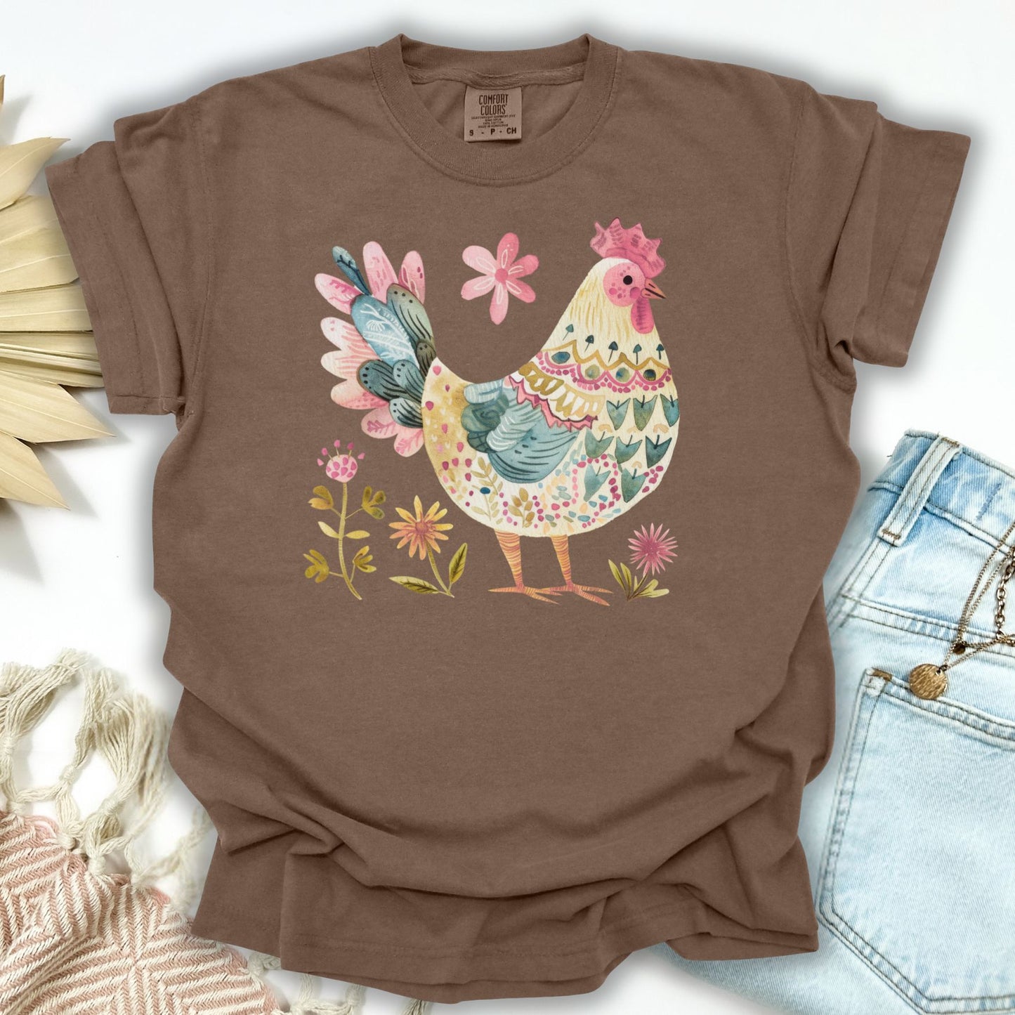 Folk Art Colorful Rooster T-Shirt