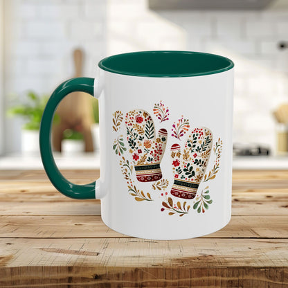 Folk Art Colorful Winter Mittens Mug (11oz & 15oz)