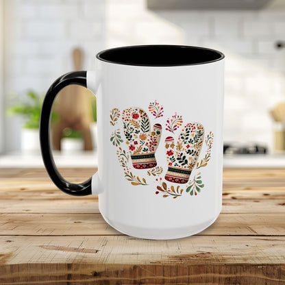 Folk Art Colorful Winter Mittens Mug (11oz & 15oz)