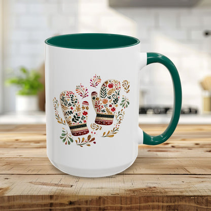 Folk Art Colorful Winter Mittens Mug (11oz & 15oz)