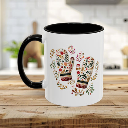 Folk Art Colorful Winter Mittens Mug (11oz & 15oz)