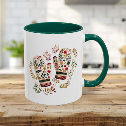 Folk Art Colorful Winter Mittens Mug (11oz & 15oz)