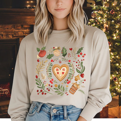 Folk Art Gingerbread Heart Long Sleeve Tee
