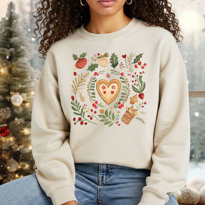 Folk Art Gingerbread Hearts Sweatshirt