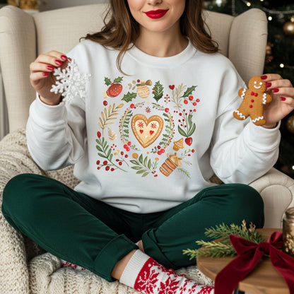 Folk Art Gingerbread Hearts Sweatshirt