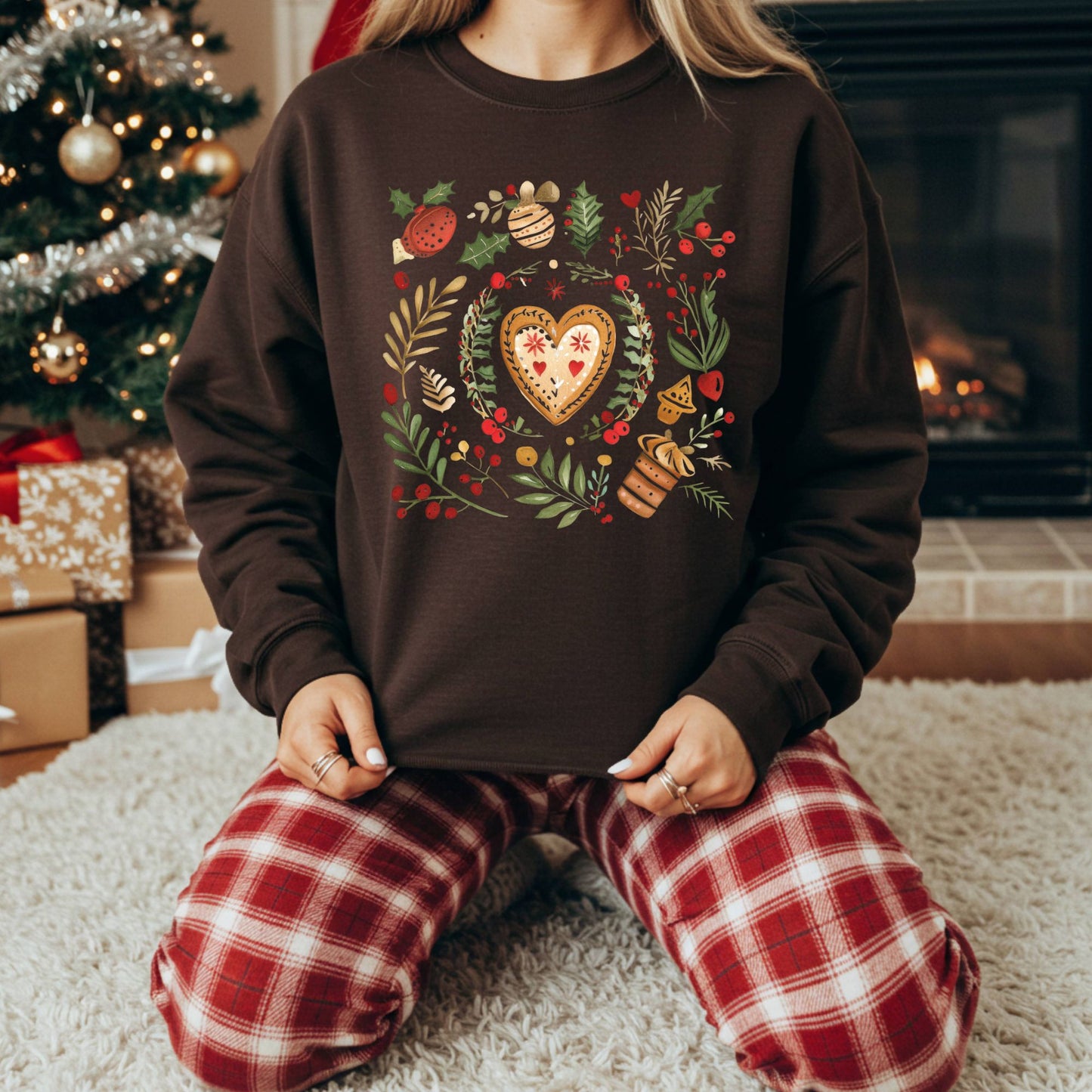 Folk Art Gingerbread Hearts Sweatshirt