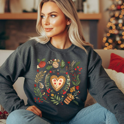 Folk Art Gingerbread Hearts Sweatshirt