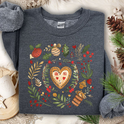 Folk Art Gingerbread Hearts Sweatshirt