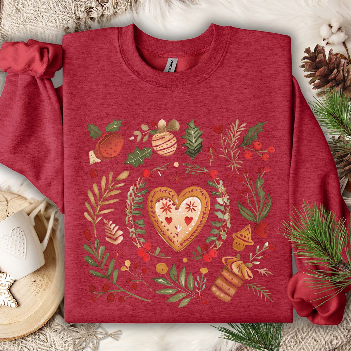 Folk Art Gingerbread Hearts Sweatshirt