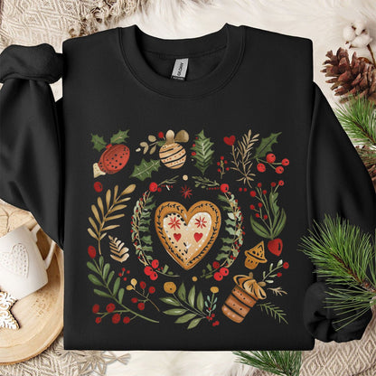Folk Art Gingerbread Hearts Sweatshirt