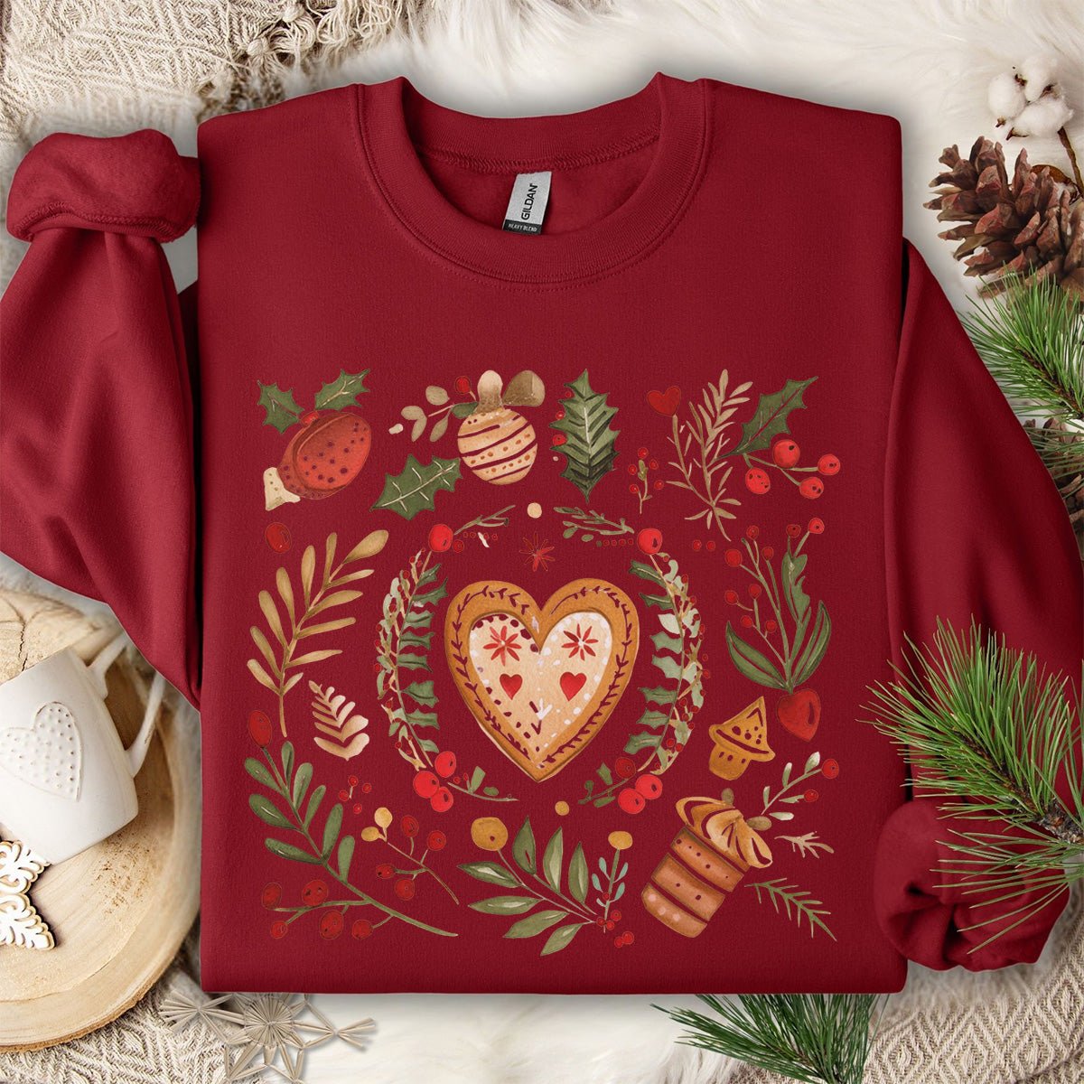 Folk Art Gingerbread Hearts Sweatshirt