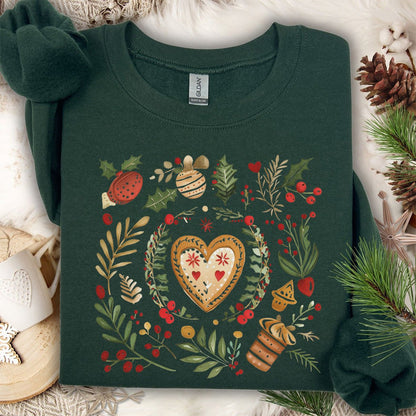 Folk Art Gingerbread Hearts Sweatshirt