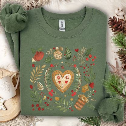 Folk Art Gingerbread Hearts Sweatshirt