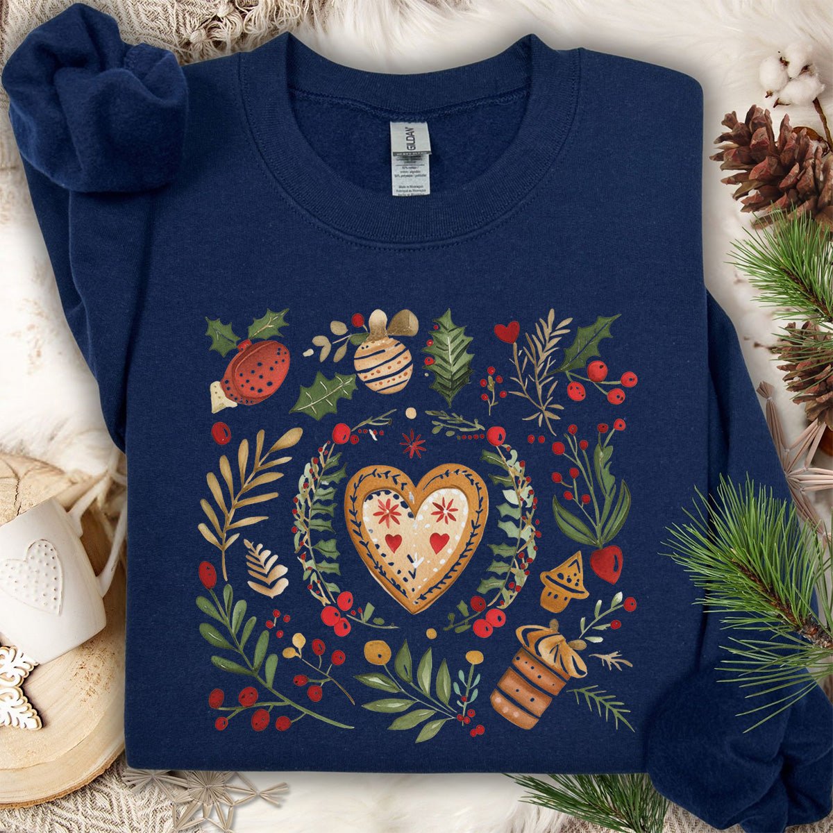 Folk Art Gingerbread Hearts Sweatshirt