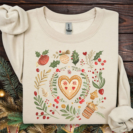 Folk Art Gingerbread Hearts Sweatshirt