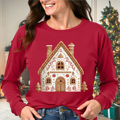 Folk Art Gingerbread House Long Sleeve Tee