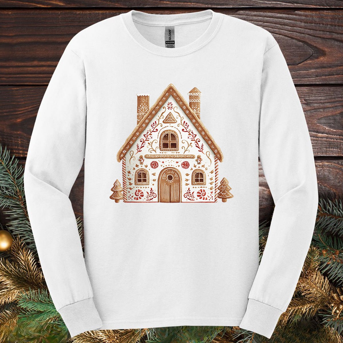 Folk Art Gingerbread House Long Sleeve Tee