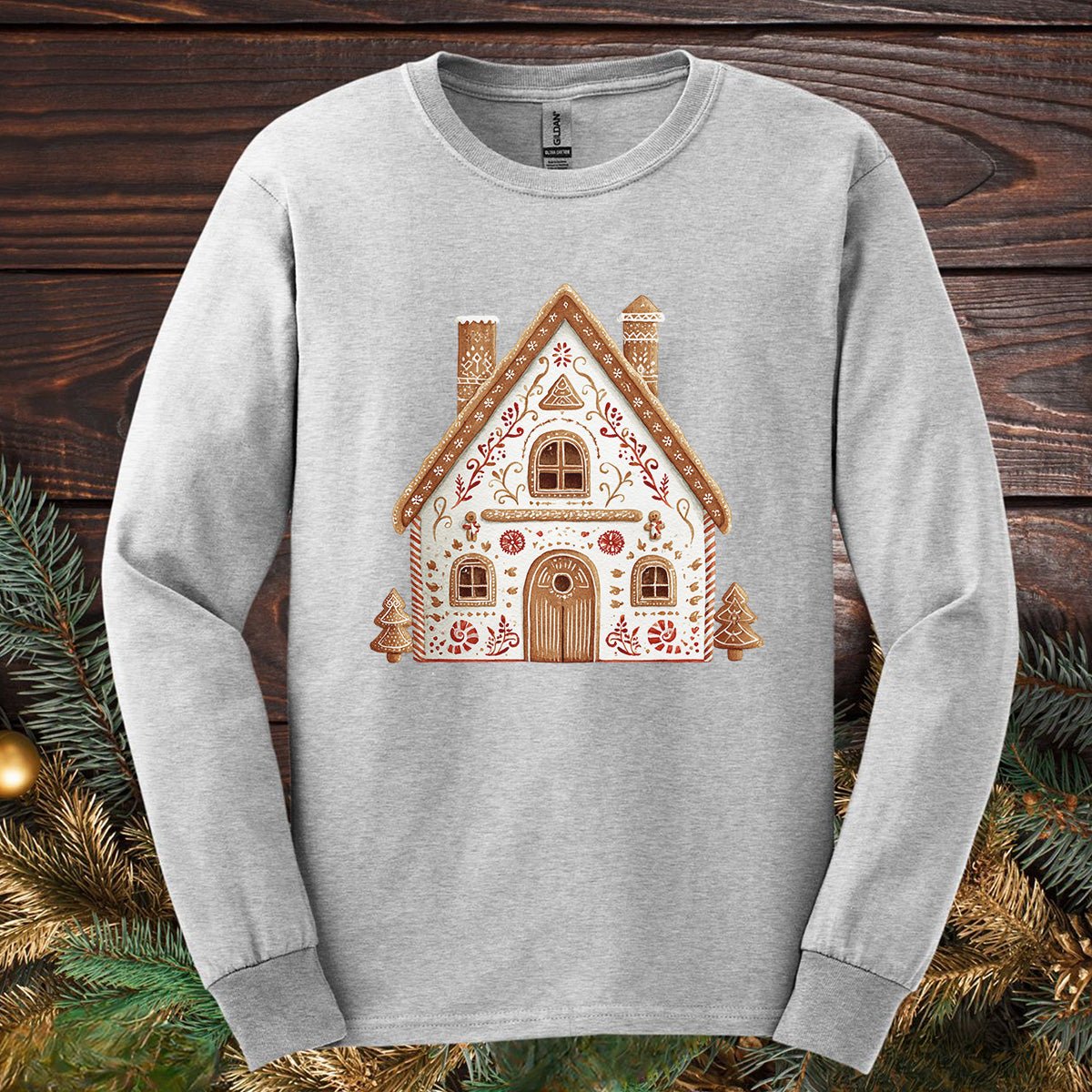 Folk Art Gingerbread House Long Sleeve Tee