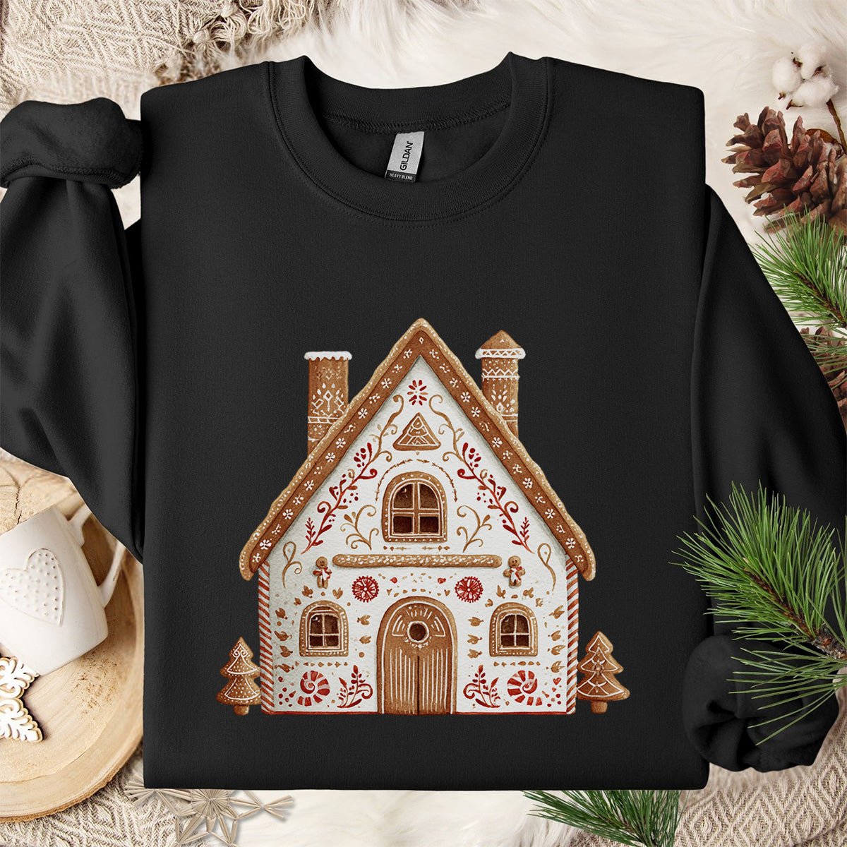Folk Art Gingerbread House Sweatshirt