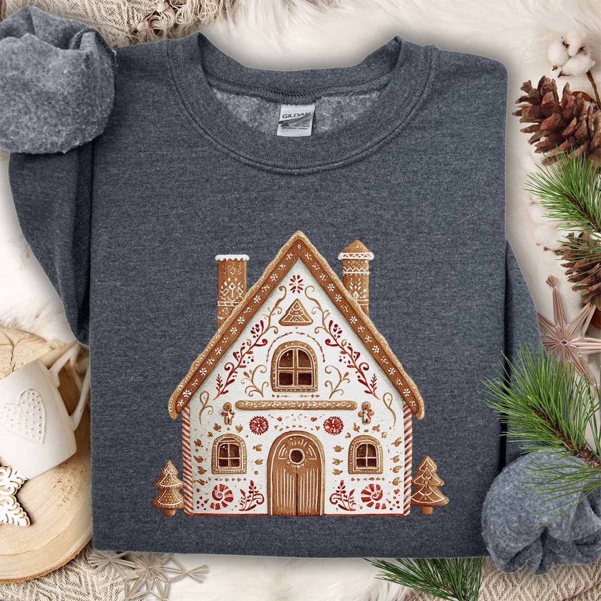 Folk Art Gingerbread House Sweatshirt