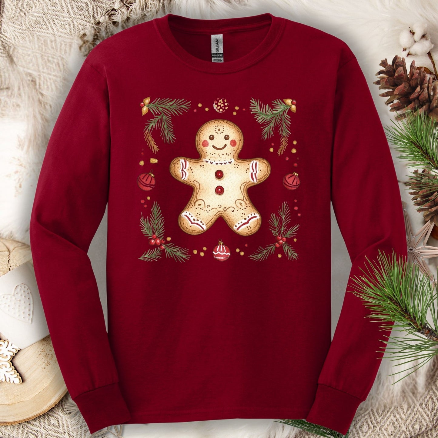 Folk Art Gingerbread Man Long Sleeve Tee