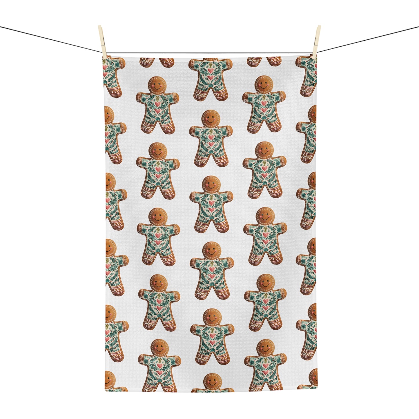 Folk Art Gingerbread Man Microfiber Tea Towel