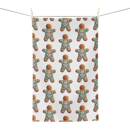 Folk Art Gingerbread Man Microfiber Tea Towel