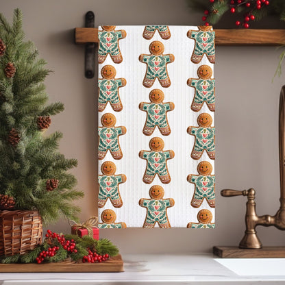 Folk Art Gingerbread Man Microfiber Tea Towel