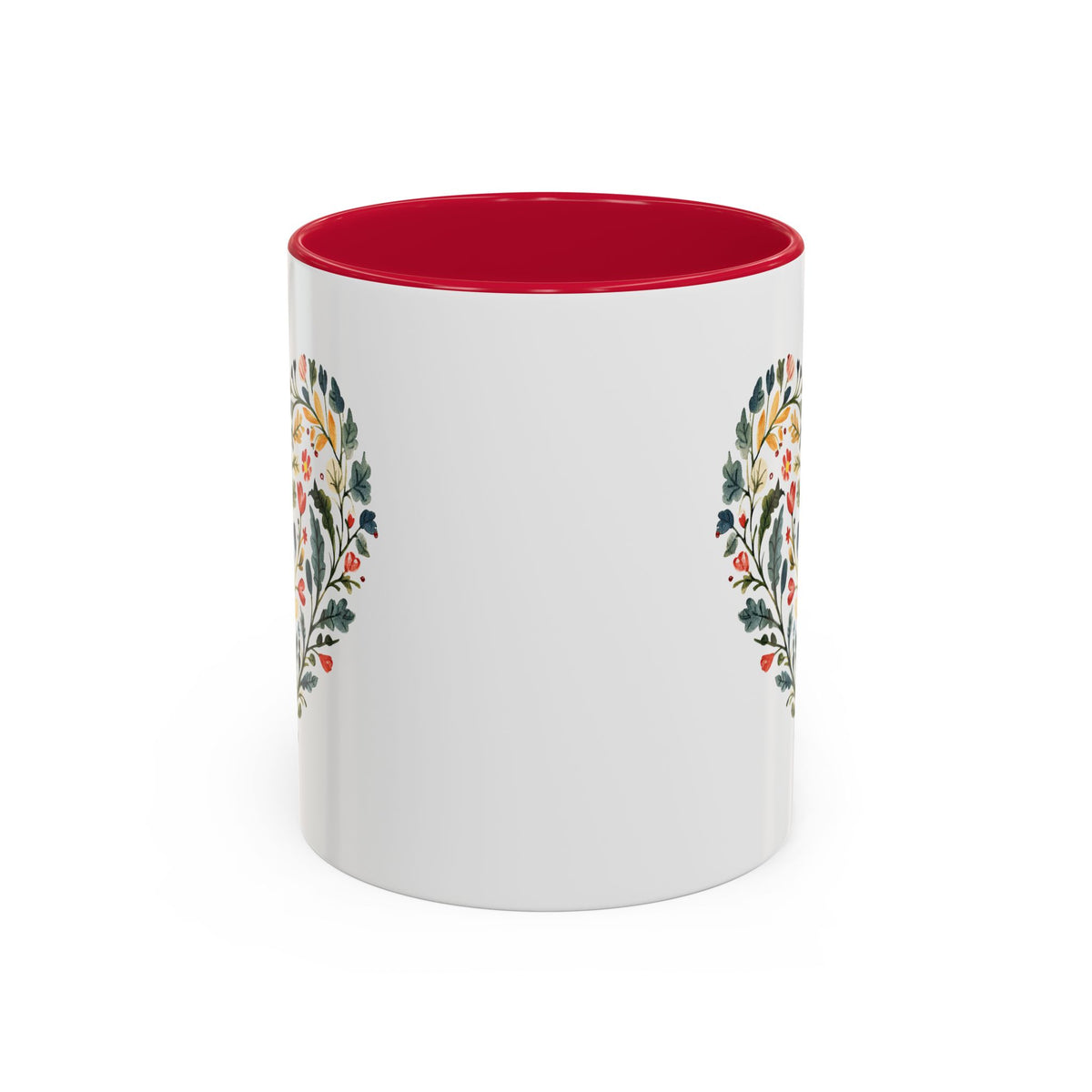 Folk Art Green and Red Rose Heart Mug (11/15oz)
