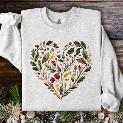 Folk Art Holly Berry and Rose Watercolor Sweatshirt