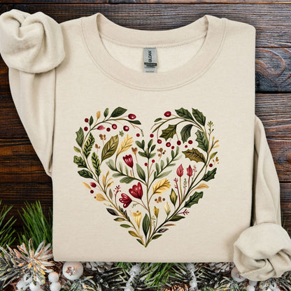Folk Art Holly Berry and Rose Watercolor Sweatshirt