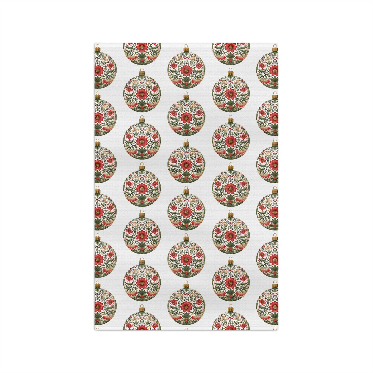 Folk Art Ornament Microfiber Tea Towel
