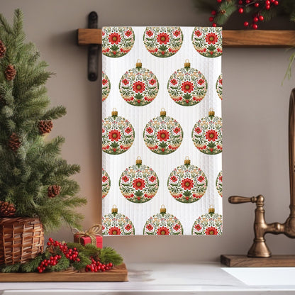 Folk Art Ornament Microfiber Tea Towel